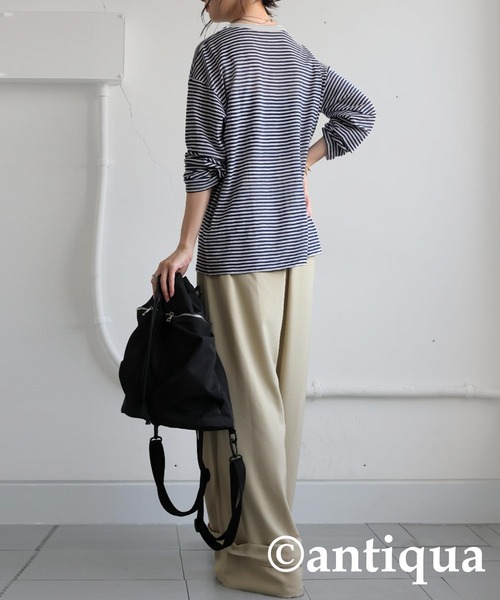 antiqua(アンティカ)の「ボーダーロンT(Tシャツ/カットソー・レディース・ネイビー/グリーン/ブラック・ONESIZE)」の15枚目の写真