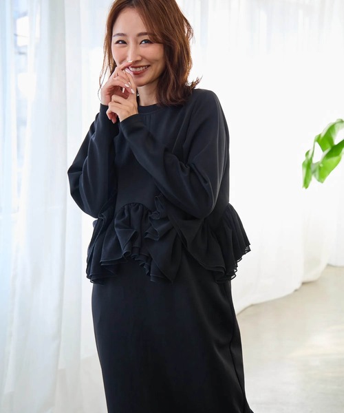 M y u(ミュー)の「ジグザグフリル ワンピース(ワンピース・レディース・ブラック/ホワイト・ML/SM)」の14枚目の写真
