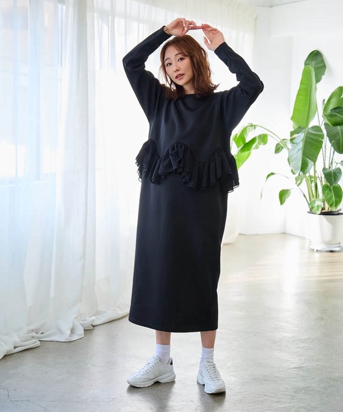 M y u(ミュー)の「ジグザグフリル ワンピース(ワンピース・レディース・ブラック/ホワイト・ML/SM)」の10枚目の写真