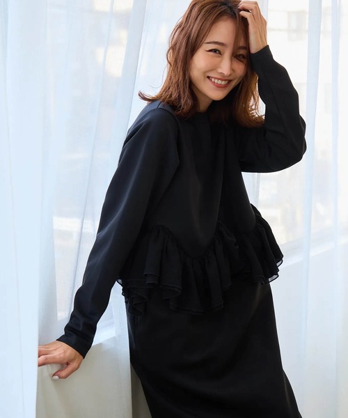 M y u(ミュー)の「ジグザグフリル ワンピース(ワンピース・レディース・ブラック/ホワイト・ML/SM)」の11枚目の写真