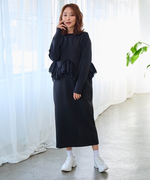 M y u(ミュー)の「ジグザグフリル ワンピース(ワンピース・レディース・ブラック/ホワイト・ML/SM)」の12枚目の写真