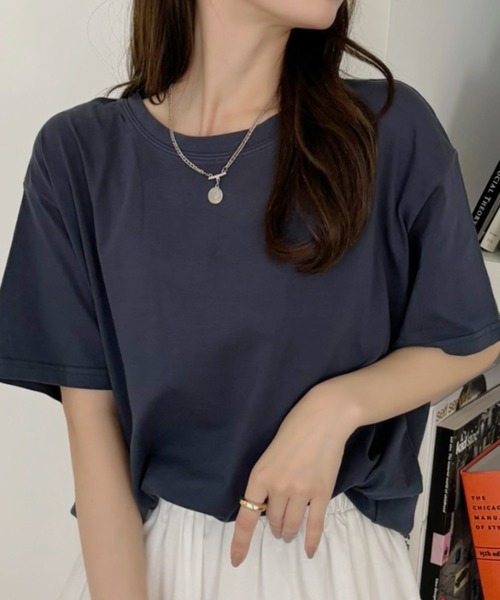 TREOVER(トレオーバー)の「ヴィンテージライク ピグメントTシャツ(Tシャツ/カットソー・レディース・ブルー/ネイビー/チャコールグレー/レッド・FREE)」の2枚目の写真
