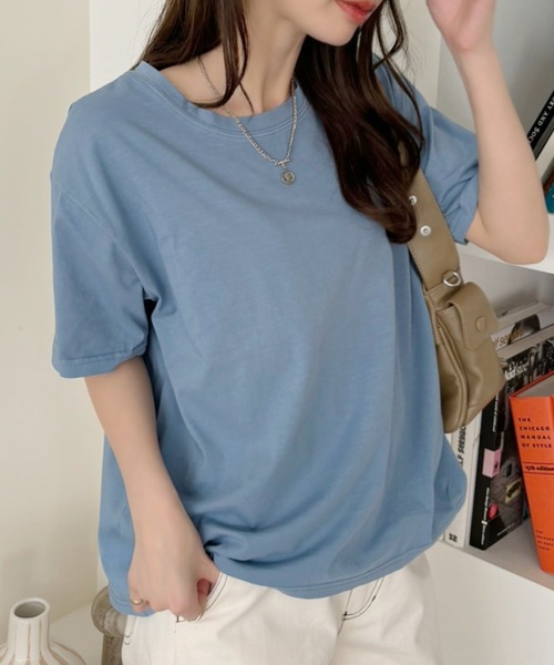 TREOVER(トレオーバー)の「ヴィンテージライク ピグメントTシャツ(Tシャツ/カットソー・レディース・ブルー/ネイビー/チャコールグレー/レッド・FREE)」の3枚目の写真