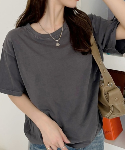 TREOVER(トレオーバー)の「ヴィンテージライク ピグメントTシャツ(Tシャツ/カットソー・レディース・ブルー/ネイビー/チャコールグレー/レッド・FREE)」の5枚目の写真