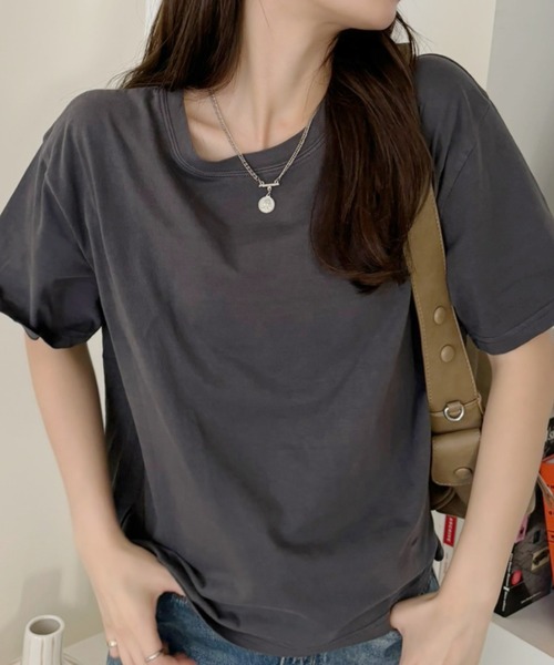 TREOVER(トレオーバー)の「ヴィンテージライク ピグメントTシャツ(Tシャツ/カットソー・レディース・ブルー/ネイビー/チャコールグレー/レッド・FREE)」の8枚目の写真