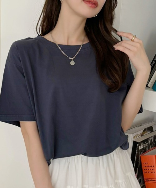 TREOVER(トレオーバー)の「ヴィンテージライク ピグメントTシャツ(Tシャツ/カットソー・レディース・ブルー/ネイビー/チャコールグレー/レッド・FREE)」の12枚目の写真