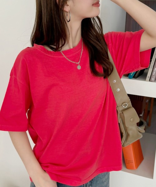 TREOVER(トレオーバー)の「ヴィンテージライク ピグメントTシャツ(Tシャツ/カットソー・レディース・ブルー/ネイビー/チャコールグレー/レッド・FREE)」の22枚目の写真