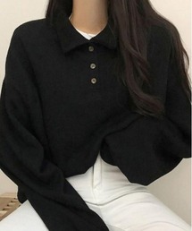 WEGO/ベーシックヘンリーネックポロシャツロングT