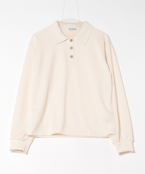 WEGO(ウィゴー)の「WEGO/ベーシックヘンリーネックポロシャツロングT(ポロシャツ・レディース・ブラック/ホワイト・MEDIUM/LARGE)」の5枚目の写真