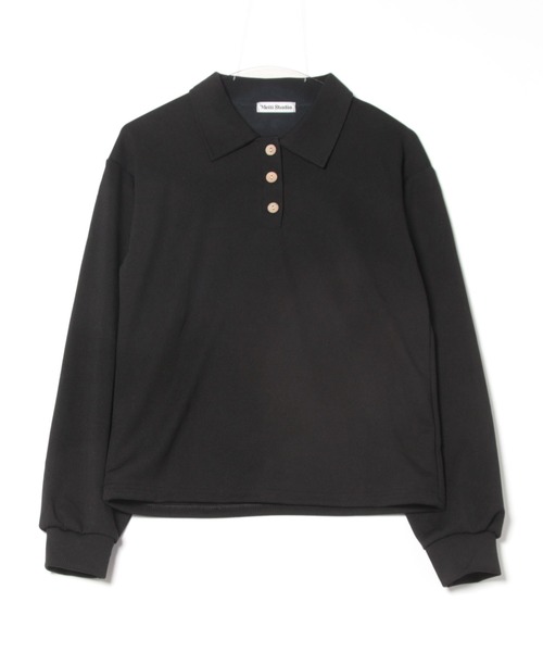 WEGO(ウィゴー)の「WEGO/ベーシックヘンリーネックポロシャツロングT(ポロシャツ・レディース・ブラック/ホワイト・MEDIUM/LARGE)」の6枚目の写真