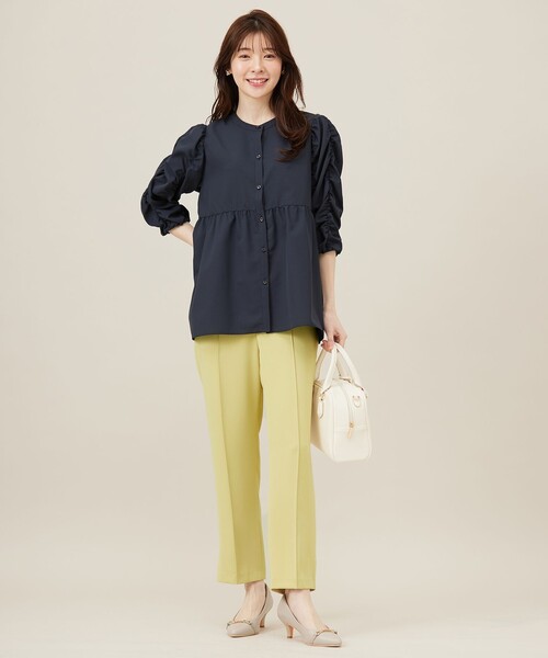 【A&S】ギャザーブラウスミドル丈 セール】【洗える】ギャザースリーブ ブラウス（シャツ/ブラウス