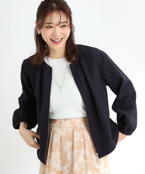 Reflect（リフレクト）の「【夏SALE／手洗い可】ジップアップメッシュブルゾン（ブルゾン・レディース・アイボリー/ネイビー・15 /13/11/09/07/05/17）」の2枚目の写真