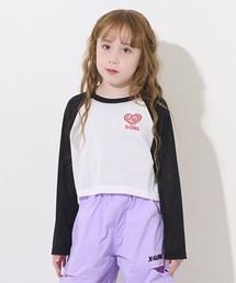 X-girl Stages（エックスガールステージス）の「ハートロゴラグランシアー長袖Tシャツ（Tシャツ/カットソー・キッズ）」