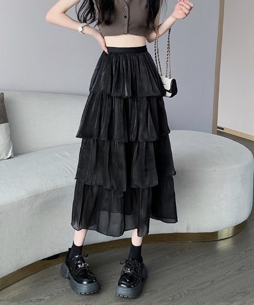 paravion（パラビオン）の「フリルボリュームスカート（スカート・レディース・ブラック/ホワイト・FREE）」の2枚目の写真
