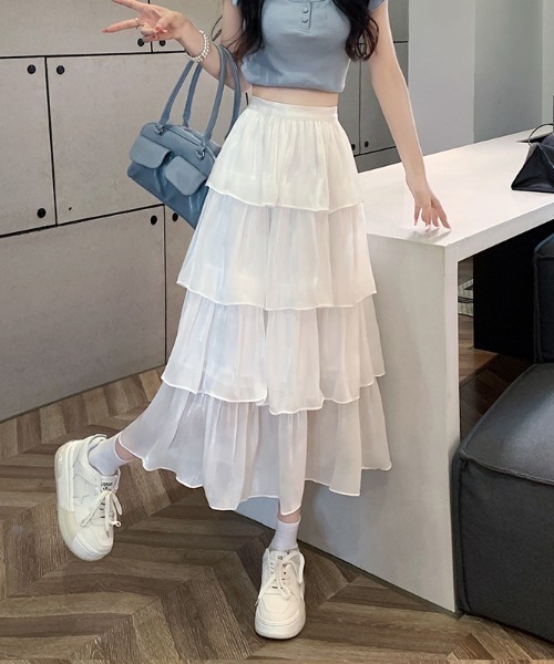 paravion（パラビオン）の「フリルボリュームスカート（スカート・レディース・ブラック/ホワイト・FREE）」の5枚目の写真