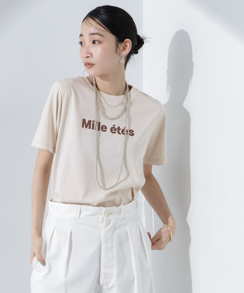 NANO universe(ナノユニバース)の「ロゴプリントTシャツ(Tシャツ/カットソー・レディース・ブルー/ブラック/チャコール/ベージュ/グレー系その他4・FREE)」の4枚目の写真