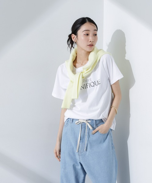 サイズ：M the 5525 ゴーゴーニーゴー ×nano universe 半袖Tシャツ ロゴプリント  ネイビー系 [240101439911] ゴルフウェア メンズ ストスト the 5525 ゴーゴーニーゴー 半袖Tシャツ ロゴプリント ホワイト