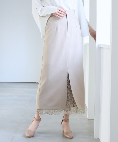 Andemiu（アンデミュウ）の「レースカサネIラインスカート325585（スカート・レディース・チャコールグレー/ベージュ/ネイビー/ダークブラウン/ブルー系その他2/グレー系その他・SMALL/MEDIUM）」の4枚目の写真