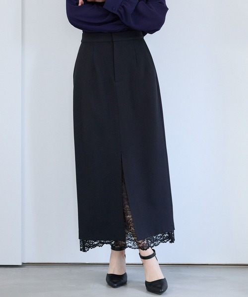 Andemiu（アンデミュウ）の「レースカサネIラインスカート325585（スカート・レディース・チャコールグレー/ベージュ/ネイビー/ダークブラウン/ブルー系その他2/グレー系その他・SMALL/MEDIUM）」の5枚目の写真