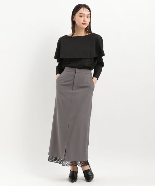 Andemiu（アンデミュウ）の「レースカサネIラインスカート325585（スカート・レディース・チャコールグレー/ベージュ/ネイビー/ダークブラウン/ブルー系その他2/グレー系その他・SMALL/MEDIUM）」の17枚目の写真