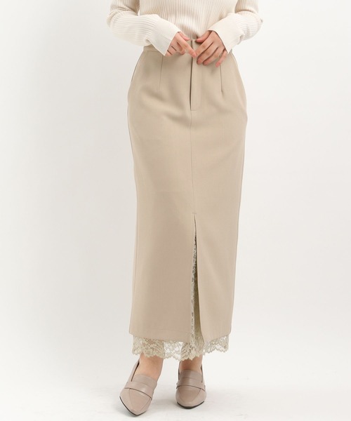 Andemiu レースカサネスリットIラインスカート Andemiu｜レースカサネIラインスカート | Rakuten Fashion(楽天