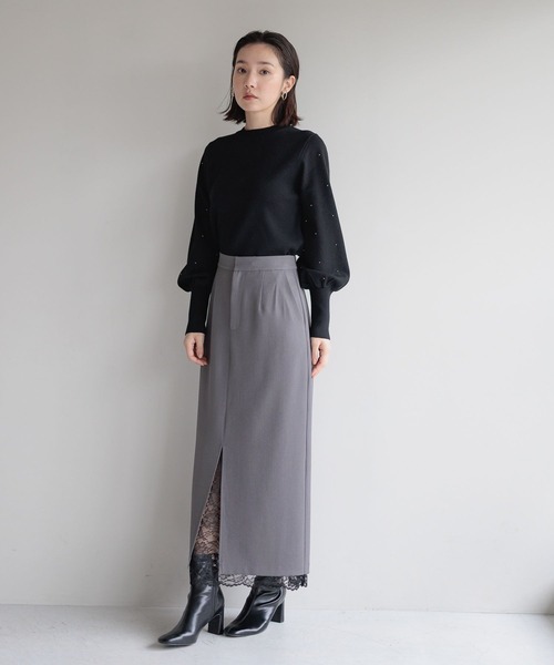 Andemiu（アンデミュウ）の「レースカサネIラインスカート325585（スカート・レディース・チャコールグレー/ベージュ/ネイビー/ダークブラウン/ブルー系その他2/グレー系その他・SMALL/MEDIUM）」の11枚目の写真