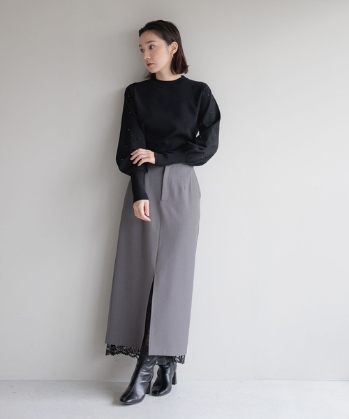 Andemiu（アンデミュウ）の「レースカサネIラインスカート325585（スカート・レディース・チャコールグレー/ベージュ/ネイビー/ダークブラウン/ブルー系その他2/グレー系その他・SMALL/MEDIUM）」の10枚目の写真