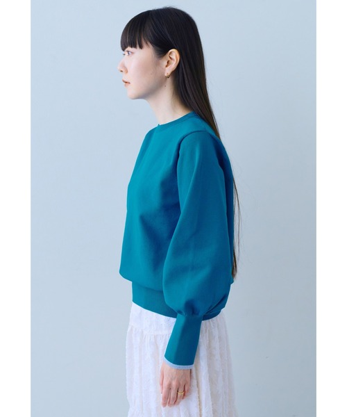 IEDIT(イディット)の「IEDIT バウンシー素材のふんわり袖ニットプルオーバー(ニット/セーター・レディース・ブルー/グレー/オレンジ・M/L/LL/3L/4L/S)」の8枚目の写真