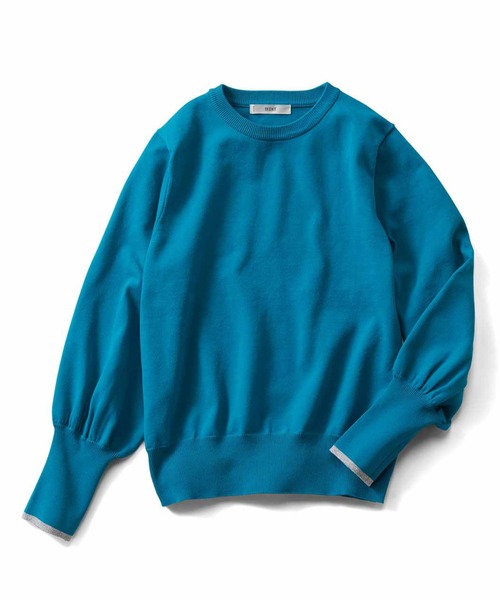 IEDIT(イディット)の「IEDIT バウンシー素材のふんわり袖ニットプルオーバー(ニット/セーター・レディース・ブルー/グレー/オレンジ・M/L/LL/3L/4L/S)」の14枚目の写真