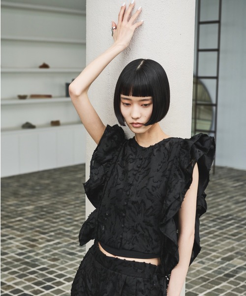 AIC.（エーアイシー）の「フリルジャガードトップス/セットアップ可能（シャツ/ブラウス・レディース・アイボリー/ブラック・FREE）」の16枚目の写真