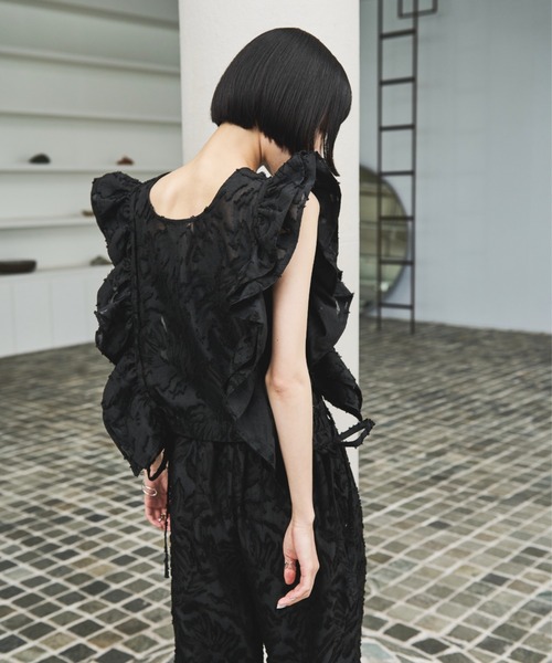 AIC.（エーアイシー）の「フリルジャガードトップス/セットアップ可能（シャツ/ブラウス・レディース・アイボリー/ブラック・FREE）」の22枚目の写真