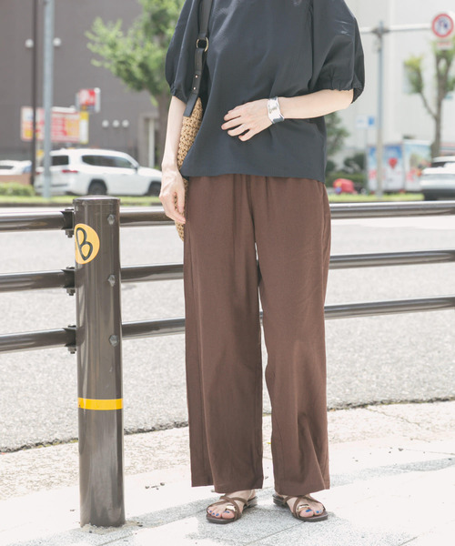 ITEMS URBANRESEARCH（アイテムズ アーバンリサーチ）の「リネンレーヨンシャーリングパンツ（その他パンツ・レディース・ピンク/ブラウン/ブラック系その他・FREE）」の18枚目の写真