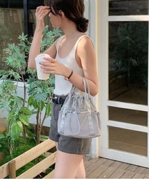 FINEnough（ファインナフ）の「巾着ミニバッグ付きハンドル2WAY メッシュデザインミニショルダーバッグ/（ショルダーバッグ）」
