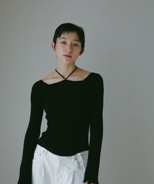 CASA FLINE（カーサフライン）の「【OC】オーガニックコットンスクエアホルターニットトップス（Tシャツ/カットソー・レディース・ブラック/アイボリー/ベージュ・FREE）」の17枚目の写真