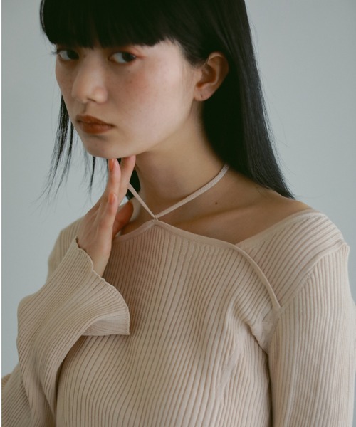 CASA FLINE（カーサフライン）の「【OC】オーガニックコットンスクエアホルターニットトップス（Tシャツ/カットソー・レディース・ブラック/アイボリー/ベージュ・FREE）」の14枚目の写真