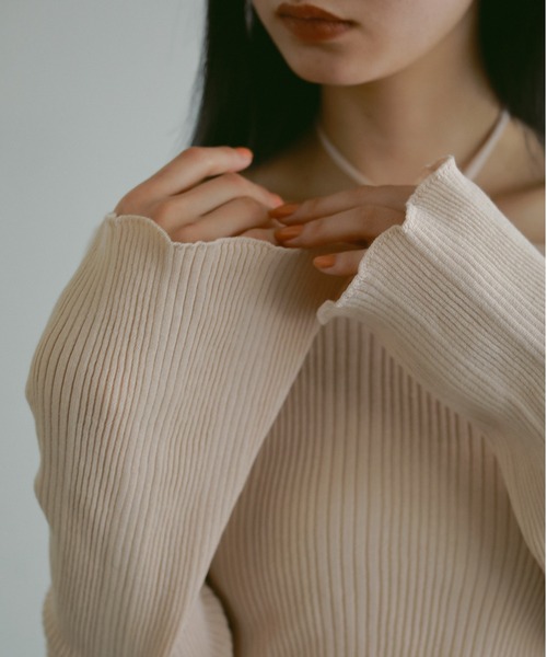 CASA FLINE（カーサフライン）の「【OC】オーガニックコットンスクエアホルターニットトップス（Tシャツ/カットソー・レディース・ブラック/アイボリー/ベージュ・FREE）」の13枚目の写真