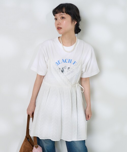 セール】インド レースカシュクール リボンキャミ（ワンピース