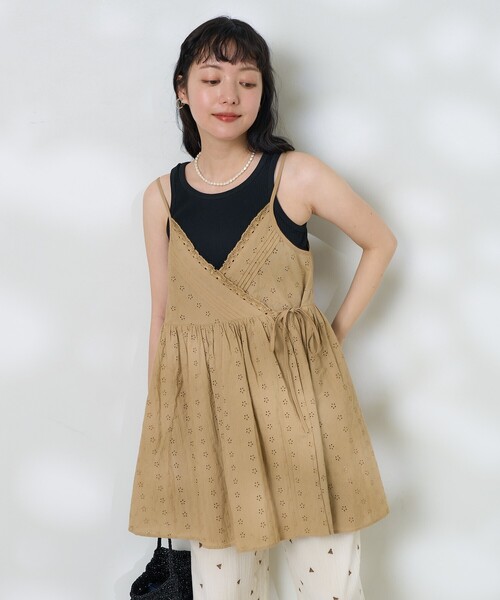 freada/freaksstore/インドレース前リボン楊柳キャミワンピース Freada（フリーダ）の「Freada/フリーダ インド レース前リボン