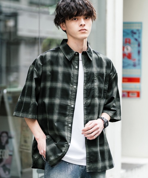 セール】オーバーサイズ 無地/チェック柄/ストライプ柄