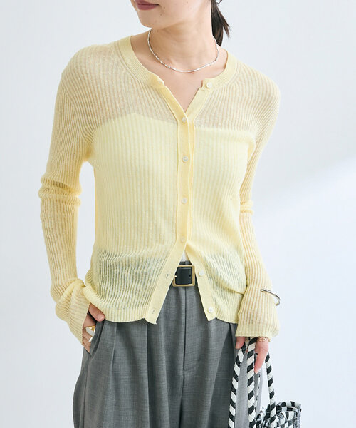 RIVE DROITE（リヴドロワ）の「【インフルエンサーSHIHOコラボ】コットンネップリブカーデ（カーディガン/ボレロ・レディース・ブラック/レモンイエロー/オフホワイト・FREE）」の3枚目の写真