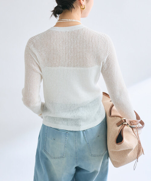 RIVE DROITE（リヴドロワ）の「【インフルエンサーSHIHOコラボ】コットンネップリブカーデ（カーディガン/ボレロ・レディース・ブラック/レモンイエロー/オフホワイト・FREE）」の6枚目の写真