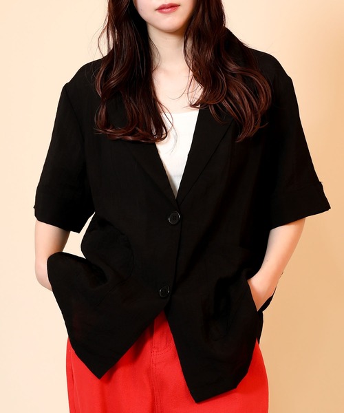 aimoha(アイモハ)の「レーヨン半袖ジャケット (SS)(その他アウター・レディース・アイボリー/ブラック/チョコ/グリーン/ベージュ/ブラウン/ブラック系その他・FREE/MEDIUM)」の22枚目の写真