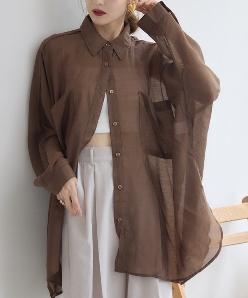 RU.TI.LE(ルチル)の「【RU.TI.LE】シアードルマンシャツ(シャツ/ブラウス・レディース・ホワイト/グレー/カーキ/ブラック/ブラウン/グレイッシュベージュ/ライトブルー/ピンク・MEDIUM)」の6枚目の写真