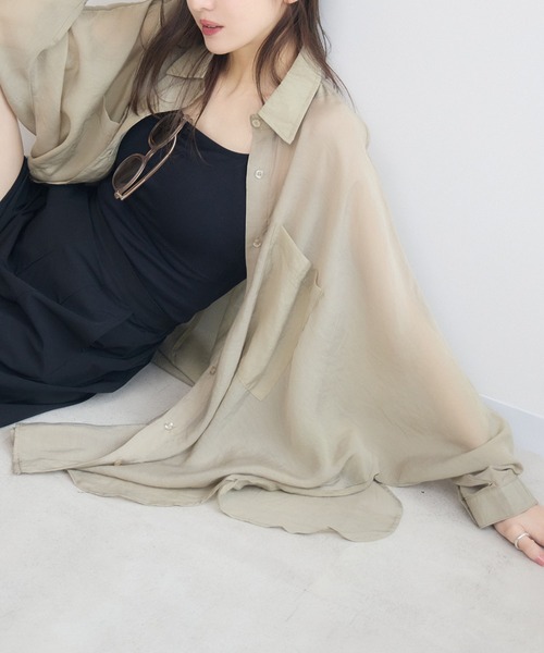 RU.TI.LE(ルチル)の「【RU.TI.LE】シアードルマンシャツ(シャツ/ブラウス・レディース・ホワイト/グレー/カーキ/ブラック/ブラウン/グレイッシュベージュ/ライトブルー/ピンク・MEDIUM)」の8枚目の写真