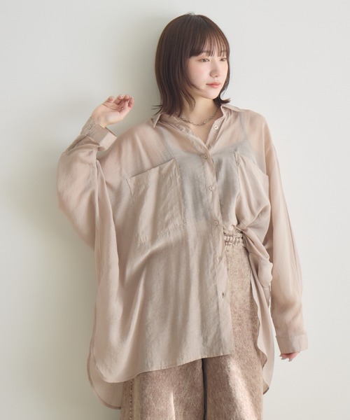 RU.TI.LE(ルチル)の「【RU.TI.LE】シアードルマンシャツ(シャツ/ブラウス・レディース・ホワイト/グレー/カーキ/ブラック/ブラウン/グレイッシュベージュ/ライトブルー/ピンク・MEDIUM)」の7枚目の写真