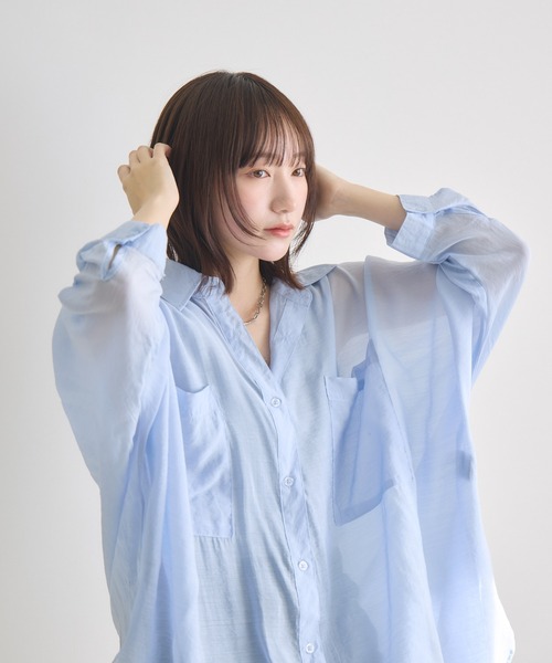 RU.TI.LE(ルチル)の「【RU.TI.LE】シアードルマンシャツ(シャツ/ブラウス・レディース・ホワイト/グレー/カーキ/ブラック/ブラウン/グレイッシュベージュ/ライトブルー/ピンク・MEDIUM)」の1枚目の写真