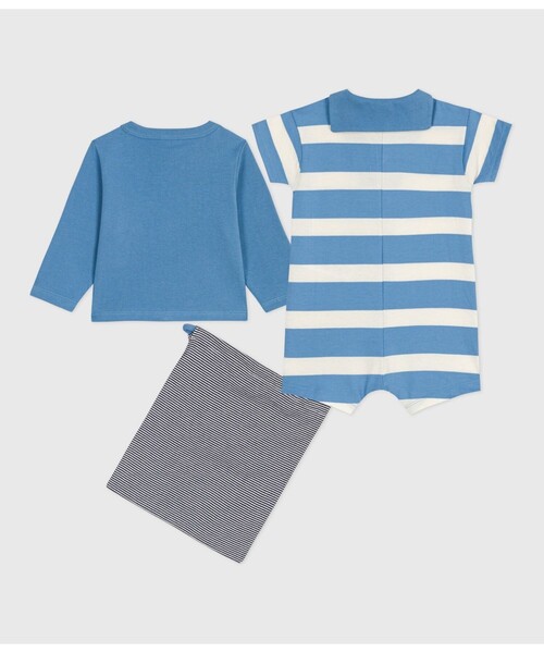 PETIT BATEAU（プチバトー）の「ベビー２点セット（ロンパース・キッズ・ブルー系その他・12MONTH/18MONTH/24MONTH）」の2枚目の写真