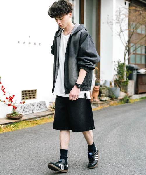 Rocky Monroe（ロッキーモンロー）の「ケミカルウォッシュ/オーバーダイ ワイドデニムショートパンツ（デニムパンツ・メンズ・ブラック/インディゴブルー/パープル/ライトブラック/ケミカルウォッシュ/ブラウン・M/L/XL）」の18枚目の写真