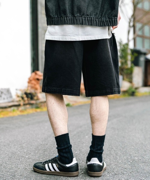 Rocky Monroe（ロッキーモンロー）の「ケミカルウォッシュ/オーバーダイ ワイドデニムショートパンツ（デニムパンツ・メンズ・ブラック/インディゴブルー/パープル/ライトブラック/ケミカルウォッシュ/ブラウン・M/L/XL）」の16枚目の写真