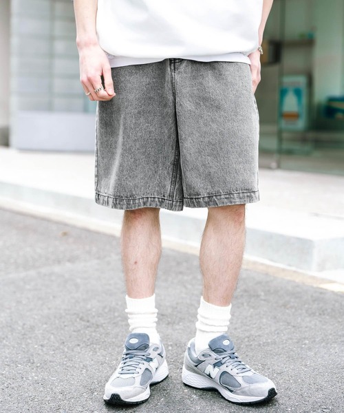 Rocky Monroe（ロッキーモンロー）の「ケミカルウォッシュ/オーバーダイ ワイドデニムショートパンツ（デニムパンツ・メンズ・ブラック/インディゴブルー/パープル/ライトブラック/ケミカルウォッシュ/ブラウン・M/L/XL）」の21枚目の写真